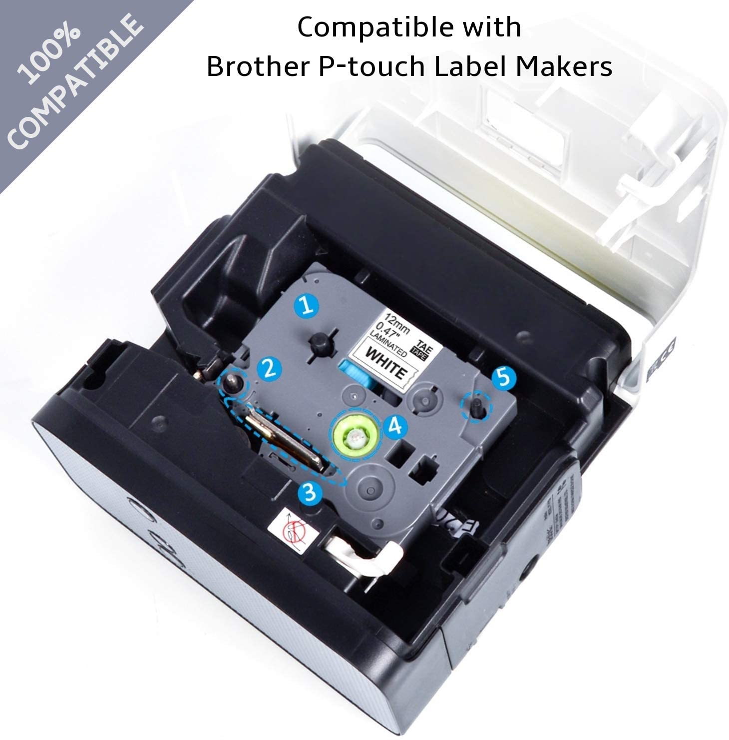 Replace Brother Tze 231 Tape 12mm 0.47 Laminated Black on White 4 Pack